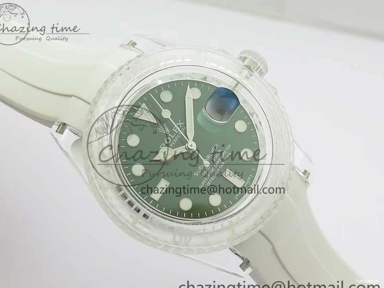 Dial Strap White Green Submariner on VR3135 3AF Transparent Best Phantomlab Edition Rubber 0217